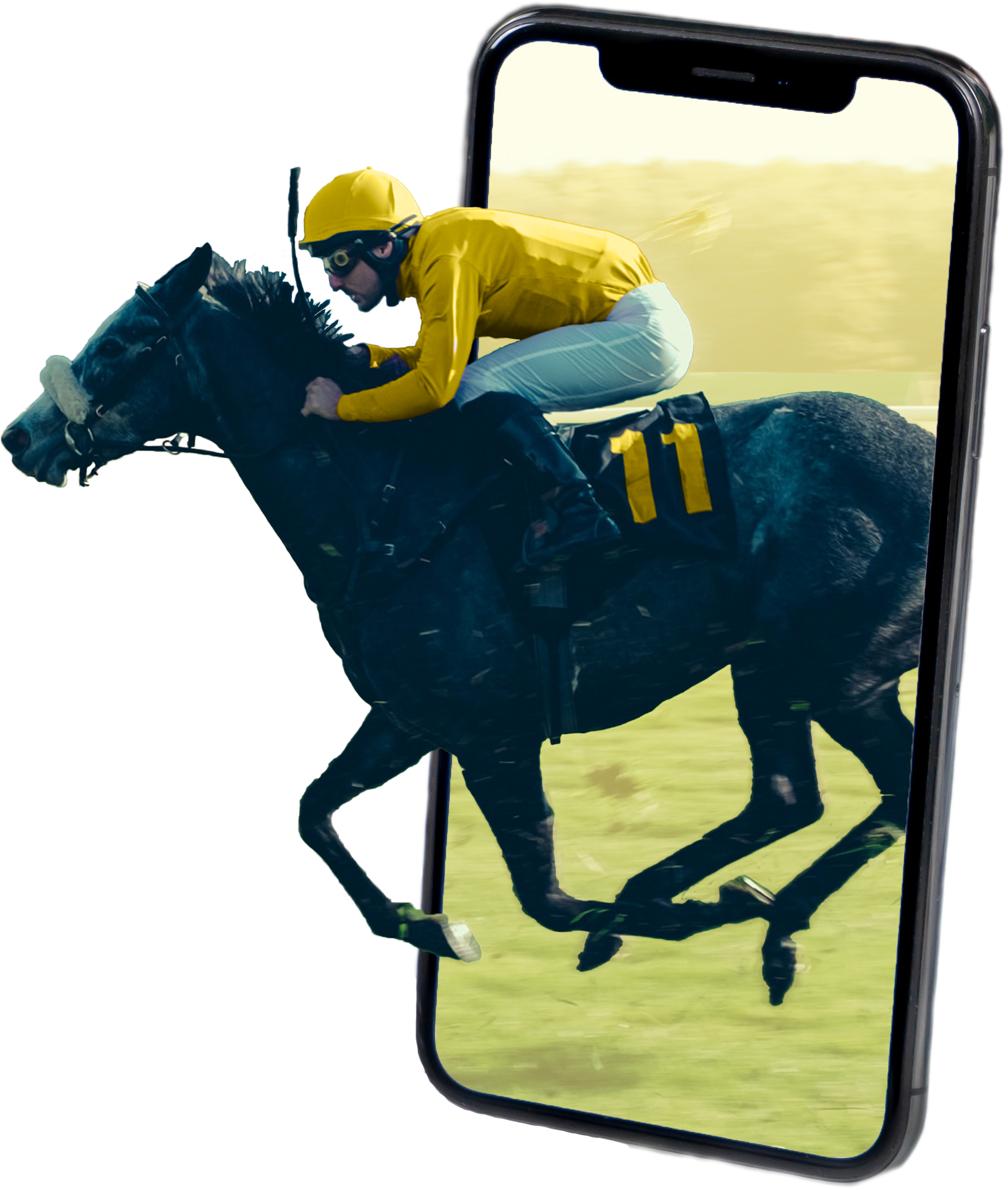 Race horse breaking out of mobile phone